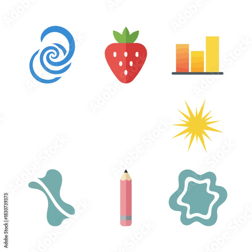 Assorted abstract vector icons create a cohesive visual language illustration design elements