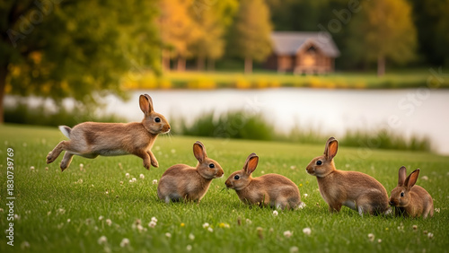 rabbits in the grass