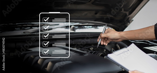 The mechanic checks according to the inspection list.