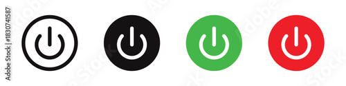On off power button icons set. Power on off or switch electric current, power button.