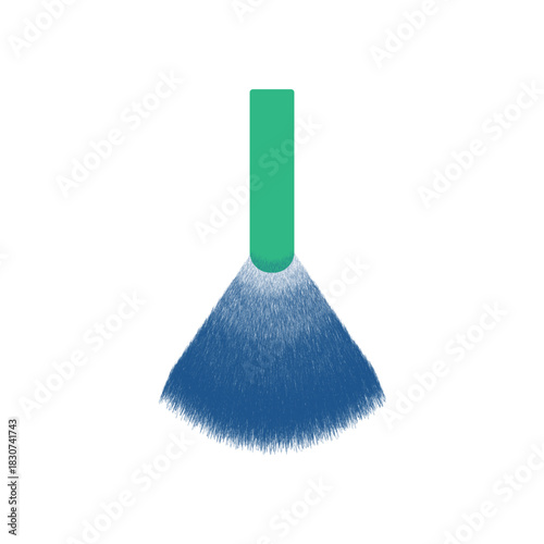 Abstract Cone of Blue Bristles with Green Brush Handle