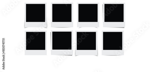 Empty white photo frame, set realistic photo card frame mockup with different shadows