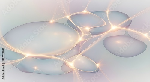 Luxurious abstract design with golden circular lines and glowing points, resembling floating orbits on a soft background