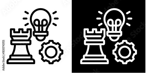Innovation Strategy  Icon Set White Style Collection
