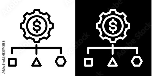 Cost Structure  Icon Set White Style Collection
