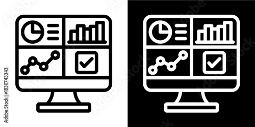 Business Dashboard  Icon Set White Style Collection
