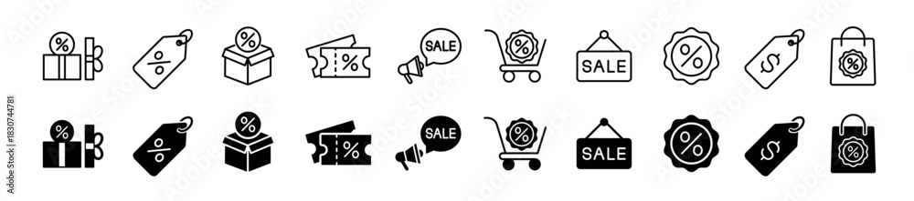 Obraz premium Discount icon set. Price tags and promotion symbol. Vector illustration.