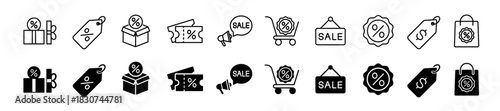 Discount icon set. Price tags and promotion symbol. Vector illustration.