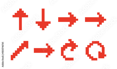 Pixel arrows set. Flat vector arrows collection
