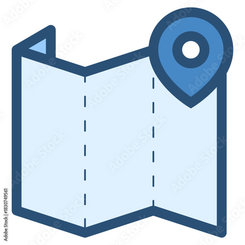 folded map with pin location icon