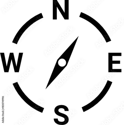Minimal Compass Rose Cardinal Directions UI Icon