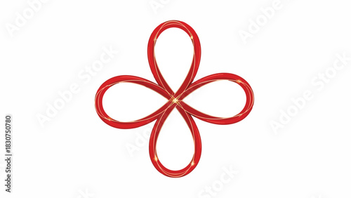 Red Flower Icon Decorative Design with Simple Elegance