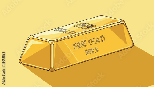 Shiny gold bar illustration representing wealth and finance