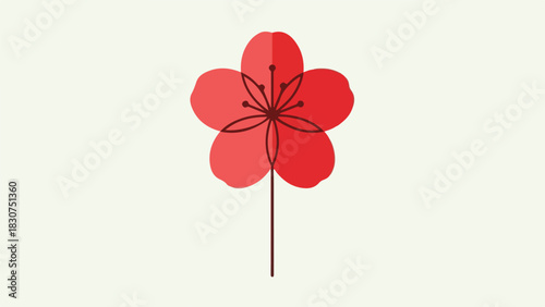 Red Flower Icon Minimalist Blossom Design on Light Background
