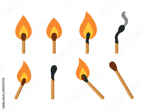 Match vector icons. Match flames vector illustration