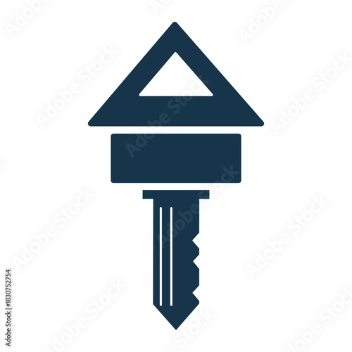 Abstract silhouette of a house key symbolizing home ownership and security