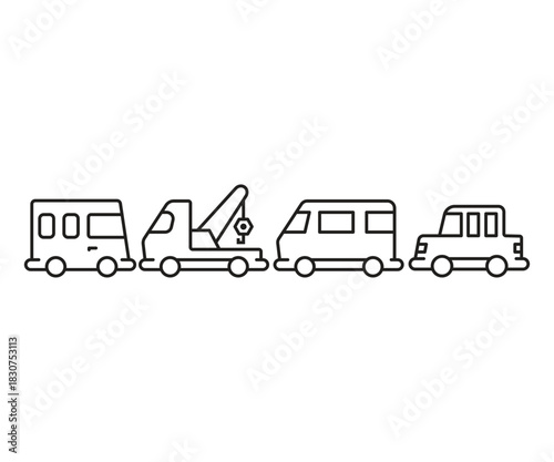 car and vehicle icons set vector