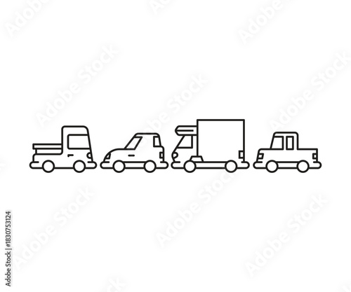 car and vehicle icons set vector