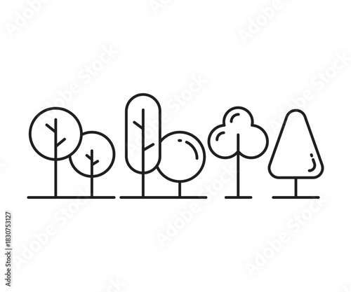 tree and pine icons set vector illustration