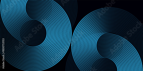 Modern dark blue gradient background with glowing skin blue geometric circle lines graphic cover simple art good element futuristic nice abstract