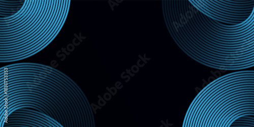 Modern dark blue gradient background with glowing skin blue geometric circle lines graphic cover simple art good element futuristic