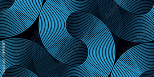 Modern dark blue gradient background with glowing skin blue geometric circle lines graphic cover simple art good element