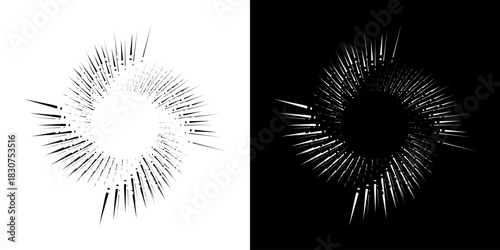 Dynamic abstract spiral sound wave rhythm lines. Circular spiral sound wave rhythm of lines. Circular futuristic abstract lines, black and white background.	
