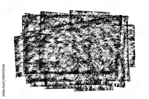 Black roller texture isolated on white background. Ink linocut. Black Friday sale banner background. Hand-drawn artistic charcoal texture. Grunge brush stroke. Vector illustration, EPS 10.