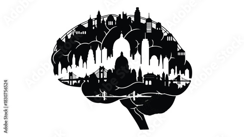 Abstract architectural perspective of repeating dark geometric archways receding into light