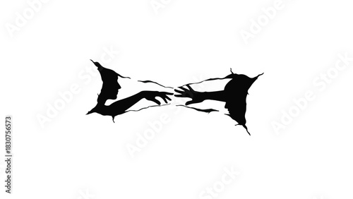 Abstract architectural perspective of repeating dark geometric archways receding into light