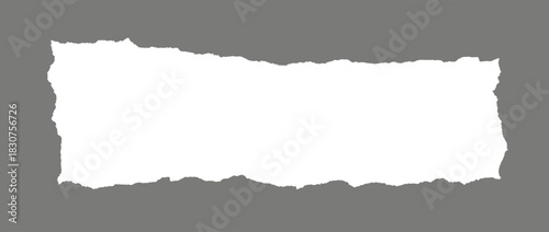 Torn paper frame background. White blank sheet wallpaper with jagged edges. Ripped grunge element bundle for poster, text box, banner. Vector Ilustration