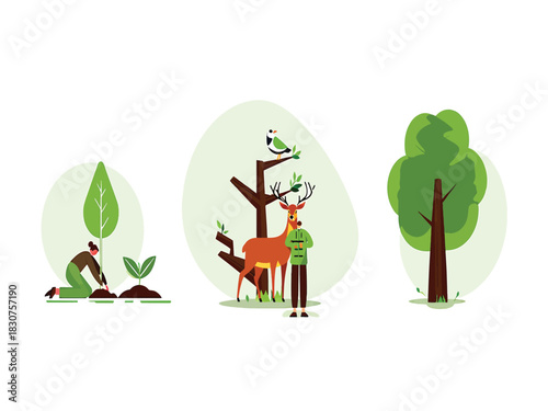 Nature Conservation Planting, Wildlife, and Environmental Stewardship Icons