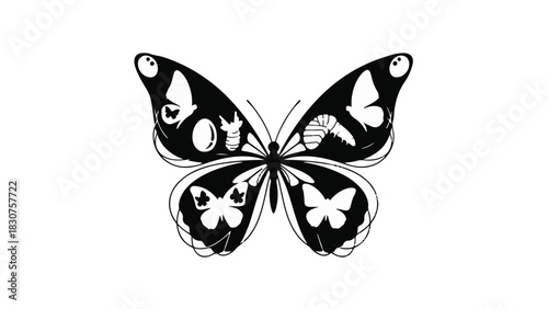 Abstract architectural perspective of repeating dark geometric archways receding into light