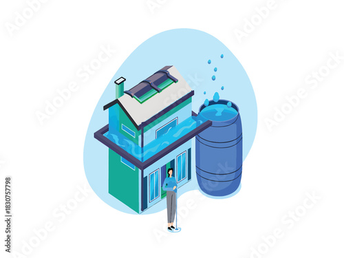 Sustainable Home Rainwater Harvesting System with Solar Panels for Eco-Friendly Living