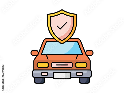 A stylized illustration of a car with a protective shield symbolizing auto insurance coverage and safety.