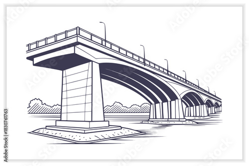 Construction Blueprint Illustration Set Architecture and Engineering Line Art