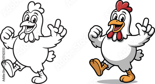 Funny Chicken Cartoon Duo