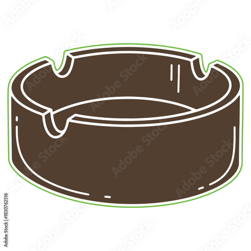 Brown and green ashtray illustration simple graphic design concept for smoking and addiction awareness campaigns a tobacco product disposal container