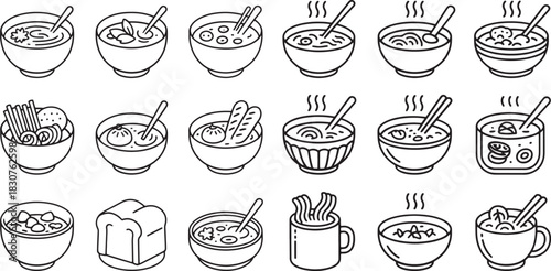Winter Food Bowl Outline Set