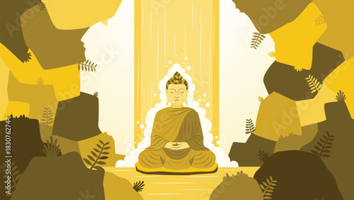 Minimalist Buddha Meditation Vector Illustration