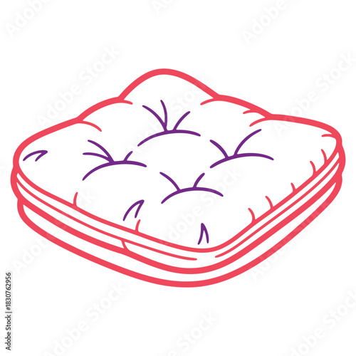 Comfortable Decorative Pillow with Tufted Design Vector Illustration for Home Decor and Interior Design Projects