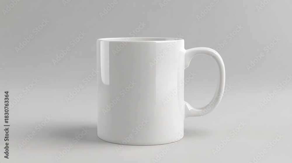 Fototapeta premium Blank white mug on a plain gray background