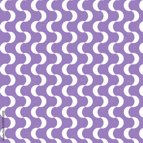 Retro Wave Pattern in Purple and White - Geometric Seamless Wavy Background Design