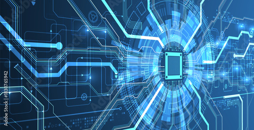 Abstract background on technological and scientific topics. CPU concept. Vector format.
