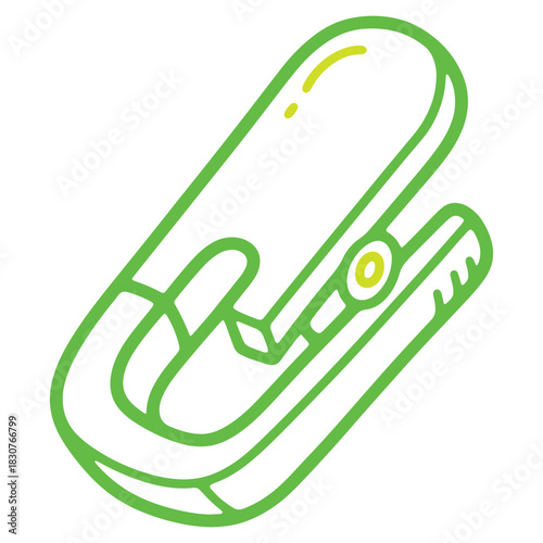 Green and Yellow Hair Straightener Tool Graphic Illustration with Elegant Design Isolated on White Background