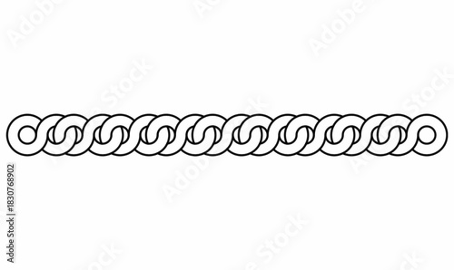 chain link icon.horizontal outline.border pattern.for frames, dividers, decoration, jewelry design, tattoo, and ornaments.