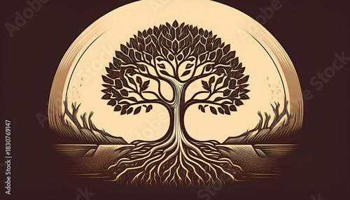 Tree of Life: Rooted Strength and Growth Illustration