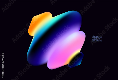 Abstract gradient 3D geometric shapes.  Colorful vector design elements.