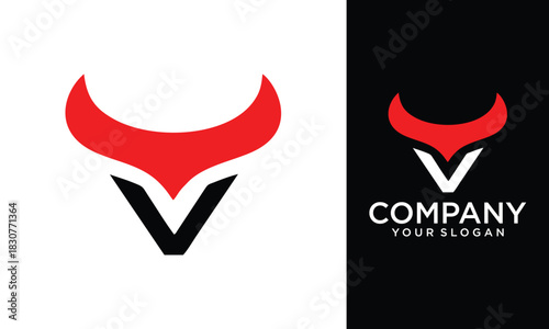 Initial V Horn logo. modern and minimalist letter V with Horn design logo. vector illustration