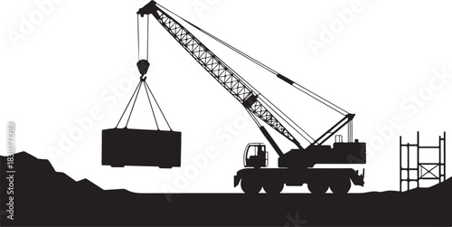 Mobile crane lifting a heavy load at a construction site